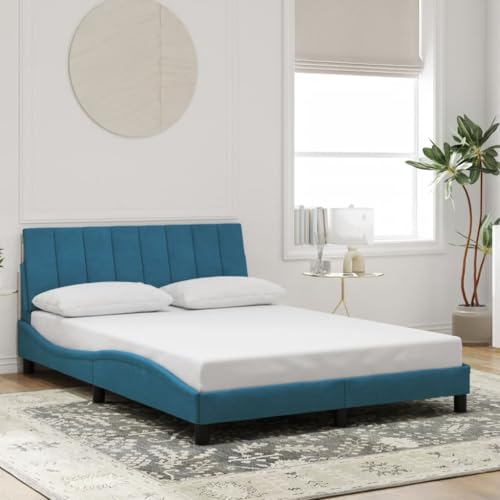 Qnhdfrt Bettgestell mit Kopfteil Hanko Blau 140x200 cm Samt Modernes Wellendesign mit Schaumstoff-Kopfteil für optimalen Komfort und Elegante Schlafzimmeratmosphäre Qnhdfrt Bettgestell mit Kopfteil Hanko Blau 140x200 cm Samt Modernes Wellendesign mit Schaumstoff-Kopfteil für optimalen Komfort und Elegante Schlafzimmeratmosphäre von Qnhdfrt