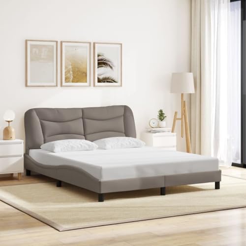 Qnhdfrt Bettgestell mit Kopfteil Hvar Taupe 160x200 cm Modernes Design mit Wellenform Langlebiger Stoff und Sperrholzlatten für erholsamen Schlaf Qnhdfrt Bettgestell mit Kopfteil Hvar Taupe 160x200 cm Modernes Design mit Wellenform Langlebiger Stoff und Sperrholzlatten für erholsamen Schlaf von Qnhdfrt