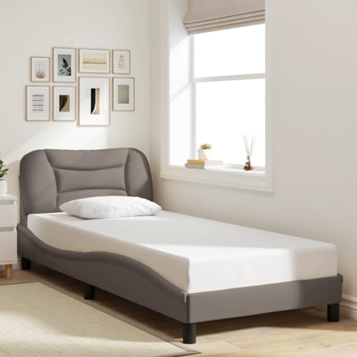 Qnhdfrt Bettgestell mit Kopfteil Hvar Taupe 90x190 cm Modernes Stoffbett mit Wellendesign für Schlafzimmer Gästebett oder Single Bed Qnhdfrt Bettgestell mit Kopfteil Hvar Taupe 90x190 cm Modernes Stoffbett mit Wellendesign für Schlafzimmer Gästebett oder Single Bed von Qnhdfrt
