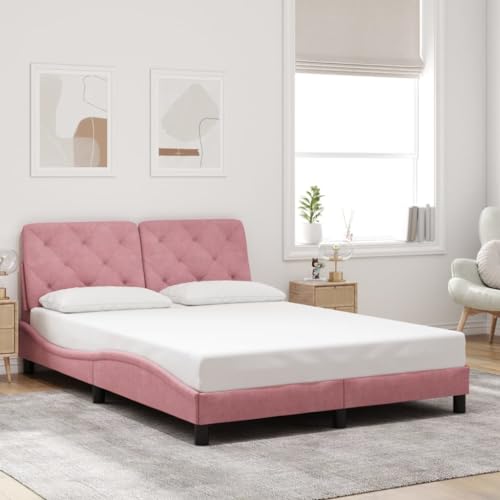 Qnhdfrt Bettgestell mit Kopfteil Rosa 120x200 cm Samt Modernes Wellendesign mit Schaumstoff Kissen für Erholsamen Schlaf und Elegantes Schlafzimmer Qnhdfrt Bettgestell mit Kopfteil Rosa 120x200 cm Samt Modernes Wellendesign mit Schaumstoff Kissen für Erholsamen Schlaf und Elegantes Schlafzimmer von Qnhdfrt