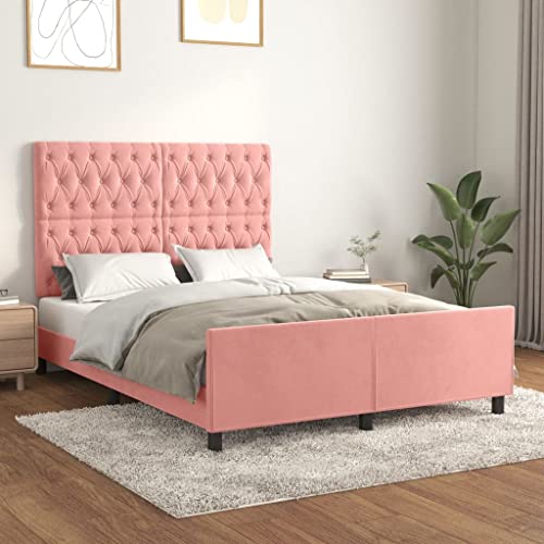 Qnhdfrt Bettgestell mit Kopfteil Rosa 140x190 cm Samt Höhenverstellbares Kopfteil Stabile Konstruktion aus Massivholz für erholsamen Schlaf Qnhdfrt Bettgestell mit Kopfteil Rosa 140x190 cm Samt Höhenverstellbares Kopfteil Stabile Konstruktion aus Massivholz für erholsamen Schlaf von Qnhdfrt