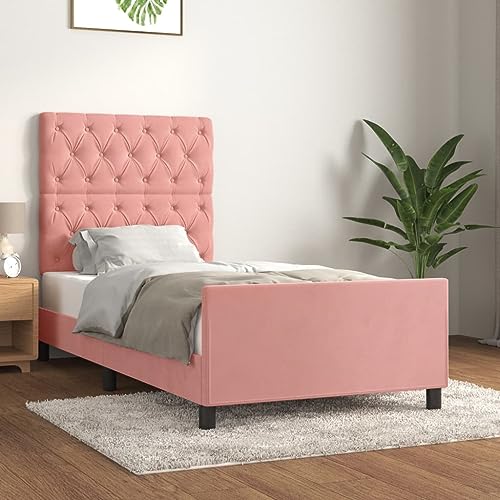 Qnhdfrt Bettgestell mit Kopfteil Rosa 80x200 cm Samt Höhenverstellbares Bett mit Massivholzbett Rahmen für Erholsamen Schlaf Geeignet für Schlafzimmer und Gästezimmer Qnhdfrt Bettgestell mit Kopfteil Rosa 80x200 cm Samt Höhenverstellbares Bett mit Massivholzbett Rahmen für Erholsamen Schlaf Geeignet für Schlafzimmer und Gästezimmer von Qnhdfrt