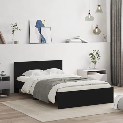 Qnhdfrt Bettgestell mit Kopfteil Schwarz 193 x 140 x 70 cm Holzwerkstoff Langlebig & Stabil mit Sperrholzlatten für Matratze 135x190 cm Perfekt für Schlafzimmer Gästebett oder Jugendzimmer Qnhdfrt Bettgestell mit Kopfteil Schwarz 193 x 140 x 70 cm Holzwerkstoff Langlebig & Stabil mit Sperrholzlatten für Matratze 135x190 cm Perfekt für Schlafzimmer Gästebett oder Jugendzimmer von Qnhdfrt