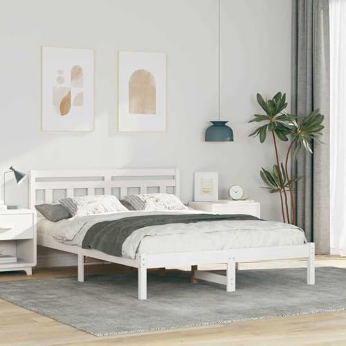 Qnhdfrt Bettgestell mit Kopfteil Weiß 120 x 190 cm Kiefernholz Modernes Design mit Stauraum und Verstellbarer Funktion für Schlafzimmer und Gästezimmer von Qnhdfrt
