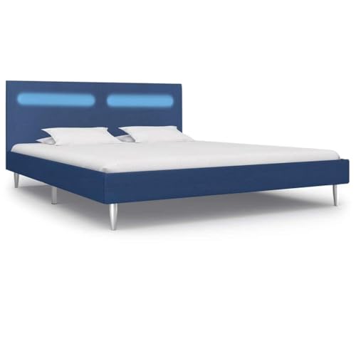 Qnhdfrt Bettgestell mit LED Beleuchtung 180 x 200 cm Modernes Design aus Holz und Eisen Robustes Gästebett oder Doppelbett mit Fernbedienung für Schlafzimmer von Qnhdfrt
