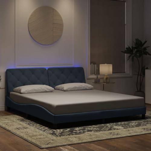Qnhdfrt Bettgestell mit LED Beleuchtung Dunkelgrau 180x200 cm Samt Kopfteil Kissen und Wellendesign Modernes Schlafzimmer Möbel für Erwachsene Qnhdfrt Bettgestell mit LED Beleuchtung Dunkelgrau 180x200 cm Samt Kopfteil Kissen und Wellendesign Modernes Schlafzimmer Möbel für Erwachsene von Qnhdfrt
