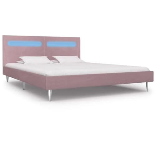 Qnhdfrt Bettgestell mit LED Beleuchtung Rosa 180 x 200 cm Elegantes Design aus Eisen und MDF mit Fernbedienung für Schlafzimmer Qnhdfrt Bettgestell mit LED Beleuchtung Rosa 180 x 200 cm Elegantes Design aus Eisen und MDF mit Fernbedienung für Schlafzimmer von Qnhdfrt