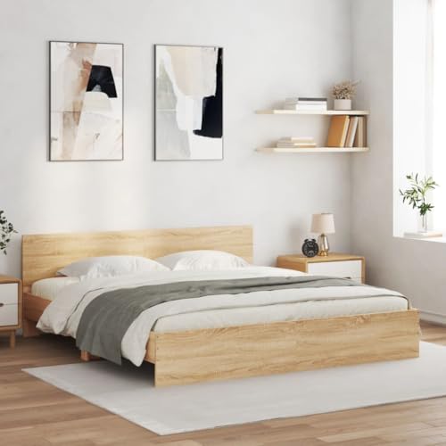 Qnhdfrt Bettgestell mit LED-Beleuchtung Sonoma-Eiche 203 x 205 x 70 cm Modernes Design mit RGB-LEDs und USB-Anschluss für Schlafzimmer Qnhdfrt Bettgestell mit LED-Beleuchtung Sonoma-Eiche 203 x 205 x 70 cm Modernes Design mit RGB-LEDs und USB-Anschluss für Schlafzimmer von Qnhdfrt