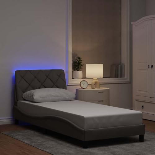 Qnhdfrt Bettgestell mit LED Beleuchtung Taupe 80x200 cm Modernes Design mit Wellenform und Kopfteil aus Polyester für Schlafzimmer Qnhdfrt Bettgestell mit LED Beleuchtung Taupe 80x200 cm Modernes Design mit Wellenform und Kopfteil aus Polyester für Schlafzimmer von Qnhdfrt