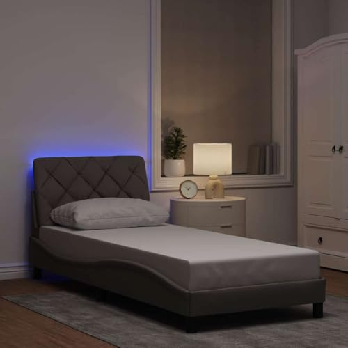 Qnhdfrt Bettgestell mit LED Beleuchtung Taupe 90x 190 cm Stoff Kopfteil Modernes Design für Schlafzimmer Qnhdfrt Bettgestell mit LED Beleuchtung Taupe 90x 190 cm Stoff Kopfteil Modernes Design für Schlafzimmer von Qnhdfrt