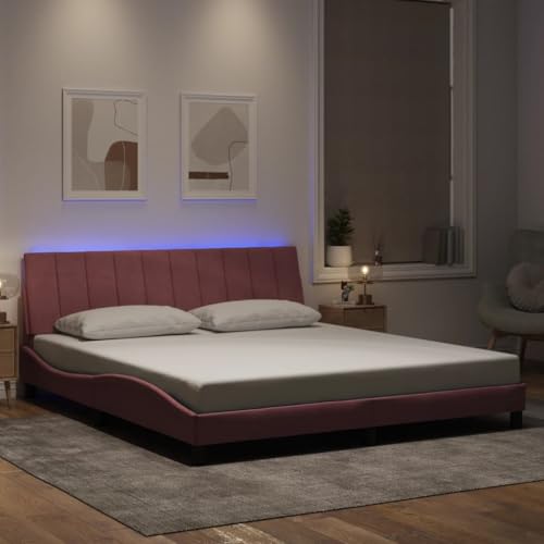 Qnhdfrt Bettgestell mit LED Hanko Rosa 180x200 cm Samt Modernes Wellendesign mit USB-Anschluss für gemütliche Atmosphäre im Schlafzimmer Qnhdfrt Bettgestell mit LED Hanko Rosa 180x200 cm Samt Modernes Wellendesign mit USB-Anschluss für gemütliche Atmosphäre im Schlafzimmer von Qnhdfrt