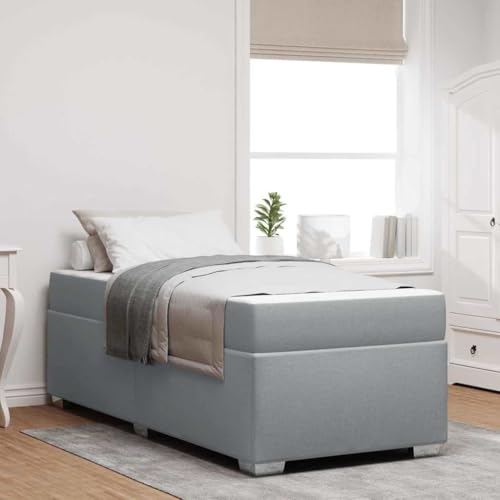 Qnhdfrt Bettgestell mit Matratze 100 x 200 cm Modernes Design Hellgrau Holzwerkstoff Rahmen Feste Lattenstütze Hochdichte Schaumstoffmatratze für Schlafzimmer Gästebett Jugendbett Qnhdfrt Bettgestell mit Matratze 100 x 200 cm Modernes Design Hellgrau Holzwerkstoff Rahmen Feste Lattenstütze Hochdichte Schaumstoffmatratze für Schlafzimmer Gästebett Jugendbett von Qnhdfrt