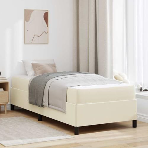 Qnhdfrt Bettgestell mit Matratze 100 x 200 cm Modernes Design Kunstleder Creme 9-Zonen-Matratze für Erholsamen Schlaf Gästebett oder Single Bed Qnhdfrt Bettgestell mit Matratze 100 x 200 cm Modernes Design Kunstleder Creme 9-Zonen-Matratze für Erholsamen Schlaf Gästebett oder Single Bed von Qnhdfrt