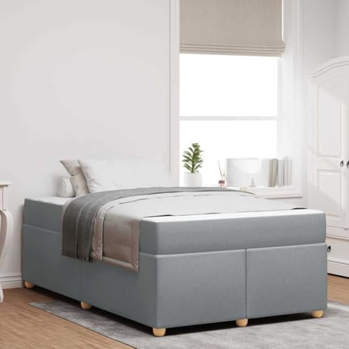 Qnhdfrt Bettgestell mit Matratze 120 x 200 cm Modernes Design mit Hochdichter Schaummatratze und Festem Lattenrost für en Schlafkomfort Hellgrau Stoff von Qnhdfrt