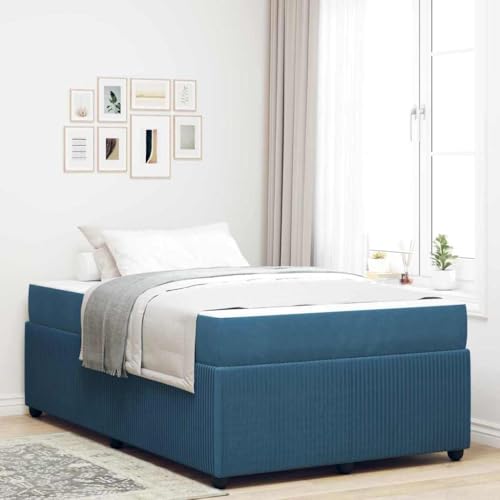 Qnhdfrt Bettgestell mit Matratze 120 x 200 cm Modernes Samt Bett Blau Robuster Holzwerkstoff Rahmen Elegantes Design für Schlafzimmer und Gästezimmer von Qnhdfrt