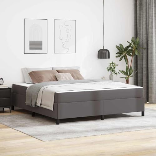 Qnhdfrt Bettgestell mit Matratze 180 x 200 cm Grau Kunstleder Modernes Design mit 9-Zonen-Matratze und Robusten Post-Beinen für Erholsamen Schlaf von Qnhdfrt