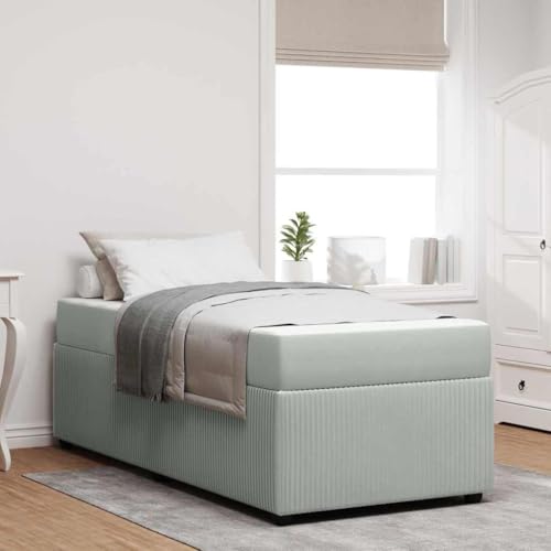 Qnhdfrt Bettgestell mit Matratze 90 x 200 cm Hellgrau Samt Modernes Design & Robuster Holzwerkstoff Rahmen Elegante Samtoberfläche für Schlafzimmer Qnhdfrt Bettgestell mit Matratze 90 x 200 cm Hellgrau Samt Modernes Design & Robuster Holzwerkstoff Rahmen Elegante Samtoberfläche für Schlafzimmer von Qnhdfrt