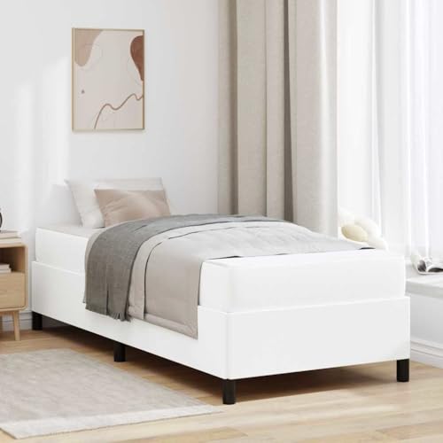 Qnhdfrt Bettgestell mit Matratze Weiß 100 x 200 cm Modernes Kunstleder Design mit Multizonen Matratze für Erholsamen Schlaf Gästebett oder Jugendbett Qnhdfrt Bettgestell mit Matratze Weiß 100 x 200 cm Modernes Kunstleder Design mit Multizonen Matratze für Erholsamen Schlaf Gästebett oder Jugendbett von Qnhdfrt