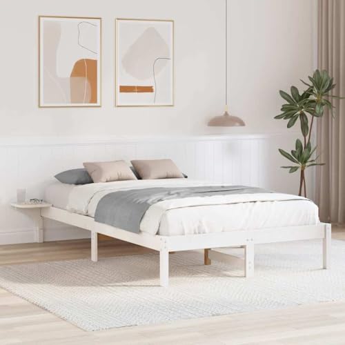 Qnhdfrt Bettgestell mit Nachttischen Weiß 135 x 190 cm Modernes Design aus Massivem Kiefernholz Fester Lattenrost bis 110 kg Integrierte Nachttische für Schlafzimmer Qnhdfrt Bettgestell mit Nachttischen Weiß 135 x 190 cm Modernes Design aus Massivem Kiefernholz Fester Lattenrost bis 110 kg Integrierte Nachttische für Schlafzimmer von Qnhdfrt