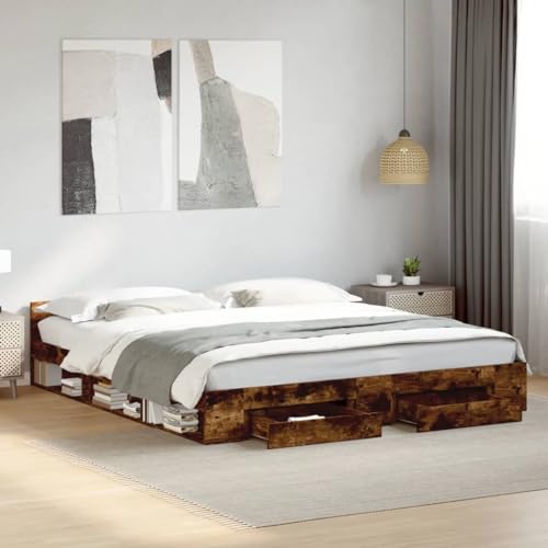 Qnhdfrt Bettgestell mit Schubladen Räuchereiche 180x200 cm Holzwerkstoff Doppelbett mit Stauraum Modernes Design Robust & Langlebig für Schlafzimmer Jugendzimmer Gästezimmer Qnhdfrt Bettgestell mit Schubladen Räuchereiche 180x200 cm Holzwerkstoff Doppelbett mit Stauraum Modernes Design Robust & Langlebig für Schlafzimmer Jugendzimmer Gästezimmer von Qnhdfrt