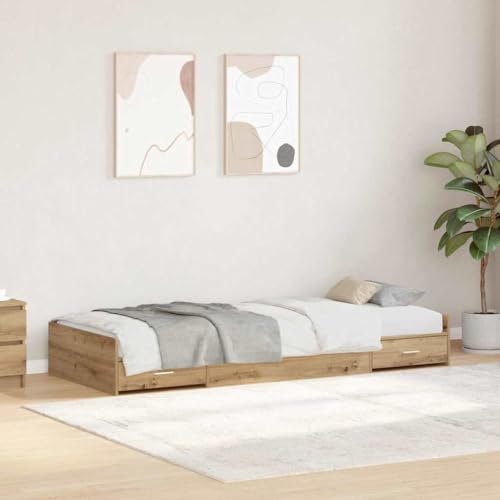 Qnhdfrt Bettgestell mit Stauraum Artisan Eiche 193x76,5x28 cm Holzwerkstoff Einzelbett mit 2 Schubladen Modernes platzsparendes Design Robust für kleine Schlafzimmer Gästezimmer und Jugendzimmer Qnhdfrt Bettgestell mit Stauraum Artisan Eiche 193x76,5x28 cm Holzwerkstoff Einzelbett mit 2 Schubladen Modernes platzsparendes Design Robust für kleine Schlafzimmer Gästezimmer und Jugendzimmer von Qnhdfrt