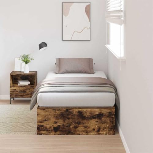 Qnhdfrt Bettgestell mit Stauraum in geräucherter Eiche 75x190 cm Praktisches Einzelbett mit robuster Holzwerkstoff Konstruktion und stylischem Design für Schlafzimmer Qnhdfrt Bettgestell mit Stauraum in geräucherter Eiche 75x190 cm Praktisches Einzelbett mit robuster Holzwerkstoff Konstruktion und stylischem Design für Schlafzimmer von Qnhdfrt