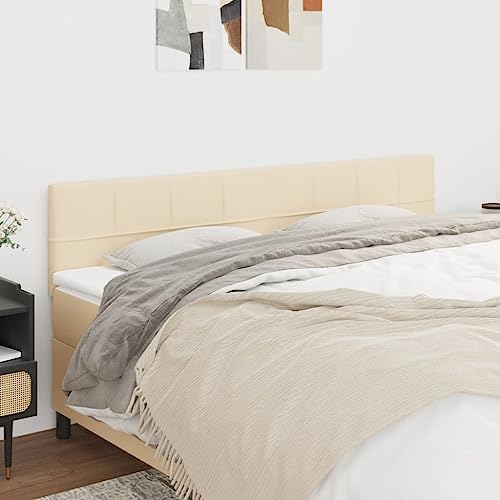 Qnhdfrt Bettkopfteil 2er Set 100x78/88 cm Höhenverstellbar Creme Massivholz Stoff Robustes Headboard für Schlafzimmer von Qnhdfrt