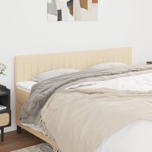 Qnhdfrt Bettkopfteil 2er Set 80 cm Creme Höhenverstellbar Atmungsaktives Polyester Stoffbezug Massivholzbeine für Schlafzimmer und Gästezimmer von Qnhdfrt