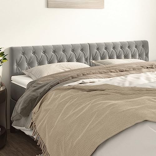 Qnhdfrt Bettkopfteil 2er Set 90x78/88 cm aus Samt, Höhenverstellbare Rückenlehne mit Massivholzbeinen, Modernes Hellgraues Wandpolster für Doppelbett & Einzelbett Schlafzimmer Qnhdfrt Bettkopfteil 2er Set 90x78/88 cm aus Samt, Höhenverstellbare Rückenlehne mit Massivholzbeinen, Modernes Hellgraues Wandpolster für Doppelbett & Einzelbett Schlafzimmer von Qnhdfrt