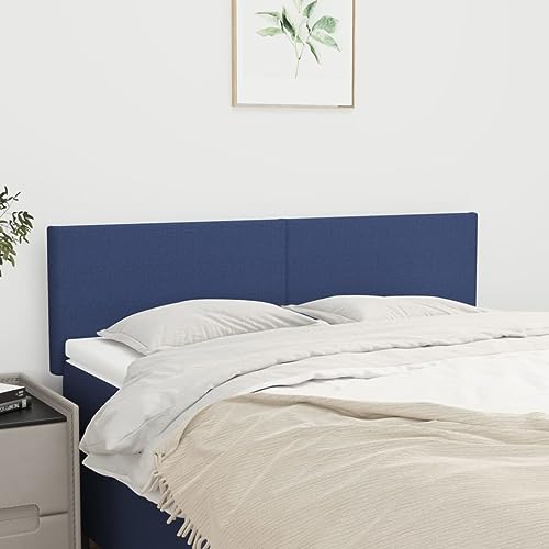 Qnhdfrt Bettkopfteil 2er Set Blau 144x78/88 cm Höhenverstellbare Rückenlehne aus Lärchenholz & Stoff Modernes Design für Schlafzimmer von Qnhdfrt