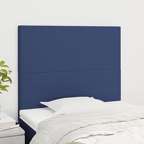 Qnhdfrt Bettkopfteil 2er Set Blau 90x5x78/88 cm Höhenverstellbar aus Lärchenholz und Polyester Bezug Bequeme Rückenlehne Modernes Design für Schlafzimmer und Gästezimmer von Qnhdfrt