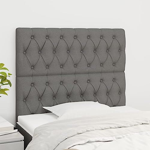 Qnhdfrt Bettkopfteil 2er Set Dunkelgrau 90x7x78/88 cm Höhenverstellbar aus strapazierfähigem Stoff und Lärchenholz Bequeme Rückenlehne Modernes Design für Schlafzimmer Nachttisch und Gästezimmer von Qnhdfrt