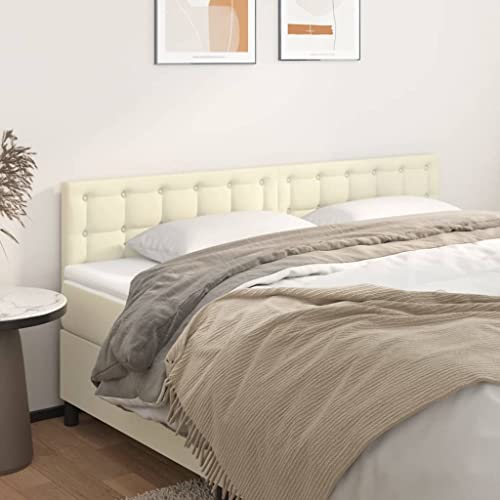 Qnhdfrt Bettkopfteil Creme 2er Set Kunstleder Höhenverstellbar 200x5x78/88 cm Modernes Design Robust & Bequem für Schlafzimmer und Gästezimmer von Qnhdfrt