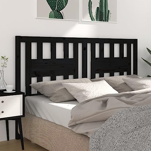 Qnhdfrt Bettkopfteil Schwarz 206x4x100 cm Massivholz Kiefer rustikaler Charme und solide Rückenlehne für Schlafzimmer und Gästezimmer von Qnhdfrt