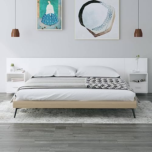 Qnhdfrt Bettkopfteil Weiß mit 2 Nachttischen 200 x 80 cm Holzwerkstoff Wandmontage Stauraum Modernes Design für Schlafzimmer Jugendzimmer und Gästezimmer Qnhdfrt Bettkopfteil Weiß mit 2 Nachttischen 200 x 80 cm Holzwerkstoff Wandmontage Stauraum Modernes Design für Schlafzimmer Jugendzimmer und Gästezimmer von Qnhdfrt