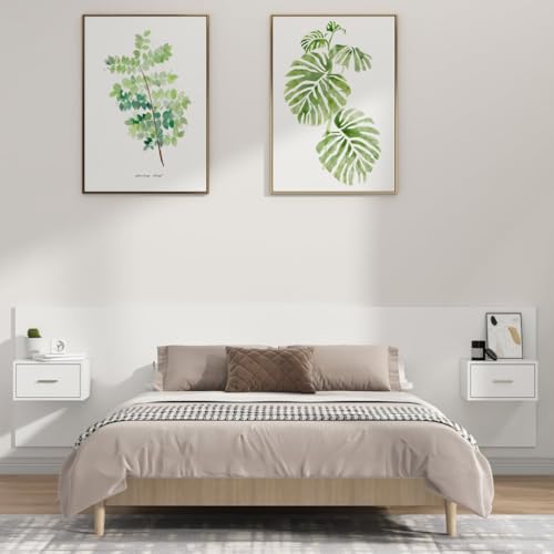 Qnhdfrt Bettkopfteil mit Nachttischen 200 x 80 cm Weiß Holzwerkstoff Stauraum 48,5 x 32,5 x 80 cm Wandmontage Modernes Design für Schlafzimmer Qnhdfrt Bettkopfteil mit Nachttischen 200 x 80 cm Weiß Holzwerkstoff Stauraum 48,5 x 32,5 x 80 cm Wandmontage Modernes Design für Schlafzimmer von Qnhdfrt