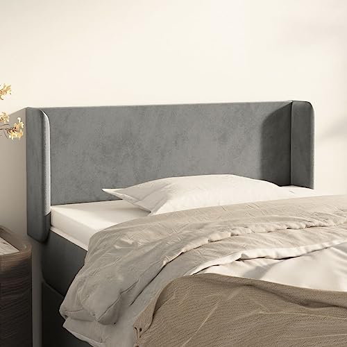 Qnhdfrt Bettkopfteil mit Ohren 93x78/88 cm Samt Hellgrau Höhenverstellbar Lärchholzbeine Modernes Schlafzimmer Rückenlehne für Bettgestell Matratze Qnhdfrt Bettkopfteil mit Ohren 93x78/88 cm Samt Hellgrau Höhenverstellbar Lärchholzbeine Modernes Schlafzimmer Rückenlehne für Bettgestell Matratze von Qnhdfrt