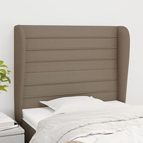 Qnhdfrt Bettkopfteil mit Ohren Taupe 103x23x118/128 cm Höhenverstellbar Stoff Polsterung Schaum Robustes Lärchenholz Modernes Design für Schlafzimmer und Gästezimmer von Qnhdfrt