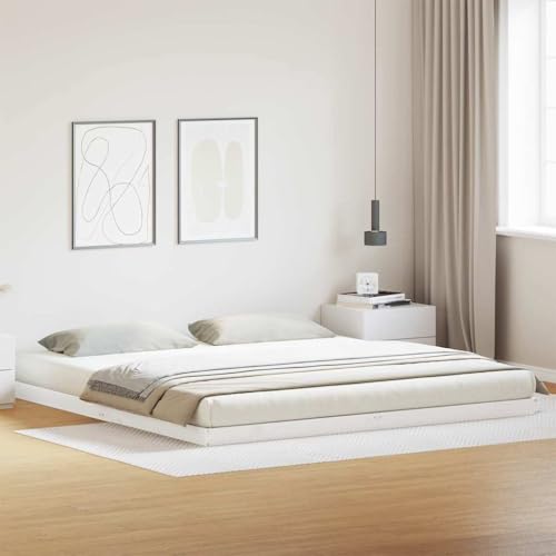 Qnhdfrt Bettrahmen aus Massivholz Kiefer 200x210 cm Weiß Elegantes Minimalistisches Design für Schlafzimmer Robuste Struktur mit 200 kg Tragkraft Einfache Montage Qnhdfrt Bettrahmen aus Massivholz Kiefer 200x210 cm Weiß Elegantes Minimalistisches Design für Schlafzimmer Robuste Struktur mit 200 kg Tragkraft Einfache Montage von Qnhdfrt