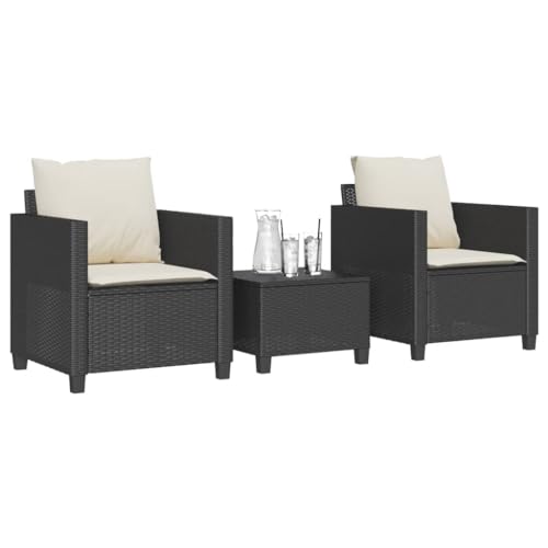 Qnhdfrt Bistro Set Gartenmöbel Schwarz 3-TLG PE Rattan mit Kissen Outdoor Sitzgruppe für Balkon Garten Terrasse Qnhdfrt Bistro Set Gartenmöbel Schwarz 3-TLG PE Rattan mit Kissen Outdoor Sitzgruppe für Balkon Garten Terrasse von Qnhdfrt