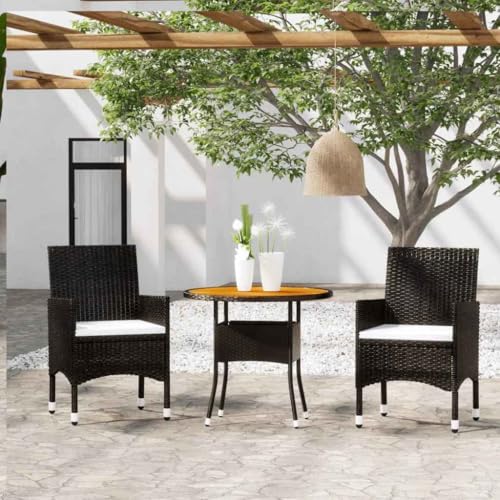 Qnhdfrt Bistro Set Gartenmöbel Set 3 Teilig Schwarz mit Akazienholz Tisch und 2 Stühlen PE Rattan Outdoor Sitzgruppe für Balkon Terrasse Garten Qnhdfrt Bistro Set Gartenmöbel Set 3 Teilig Schwarz mit Akazienholz Tisch und 2 Stühlen PE Rattan Outdoor Sitzgruppe für Balkon Terrasse Garten von Qnhdfrt