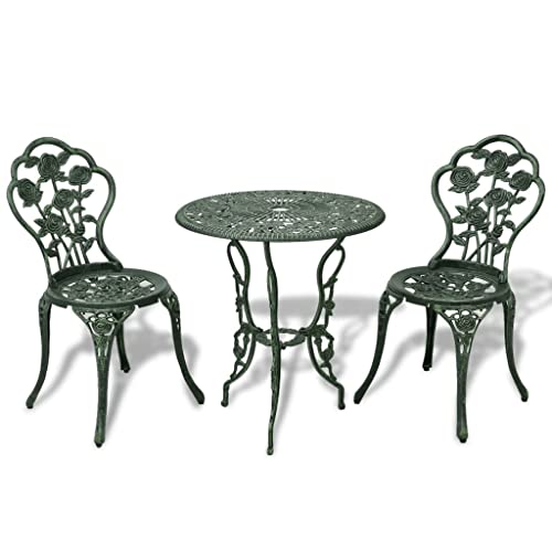 Qnhdfrt Bistro Set Gartenmöbel aus Aluminiumguss Grün mit Blumenmuster Wetterfest und Stabil für Balkon Terrasse Wintergarten Qnhdfrt Bistro Set Gartenmöbel aus Aluminiumguss Grün mit Blumenmuster Wetterfest und Stabil für Balkon Terrasse Wintergarten von Qnhdfrt