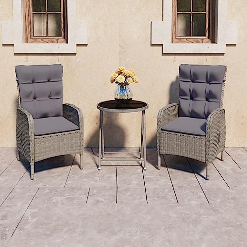 Qnhdfrt Bistro Set Grau Klapptisch und 2 Sessel mit PE Rattan und Glasplatte für Terrasse Balkon oder Garten Modernes Design und Wetterfest Qnhdfrt Bistro Set Grau Klapptisch und 2 Sessel mit PE Rattan und Glasplatte für Terrasse Balkon oder Garten Modernes Design und Wetterfest von Qnhdfrt