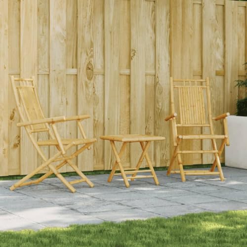 Qnhdfrt Bistro Set Klappbarer Gartentisch und 2 Stühle aus Bambus 45x45x45 cm Outdoor Balkonmöbel mit Stabilem Tisch und Bequemer Rückenlehne für Garten Terrasse und Kleinen Balkon von Qnhdfrt