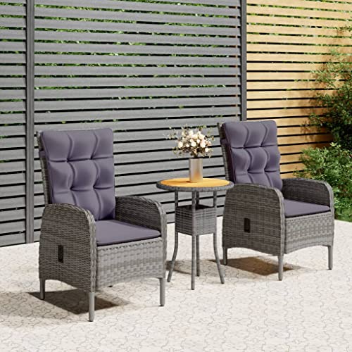 Qnhdfrt Bistro Set Poly Rattan Grau 3 teilig Gartenmöbel Set mit Klappmechanismus und Kissen 60 cm Tisch für Terrasse Balkon Qnhdfrt Bistro Set Poly Rattan Grau 3 teilig Gartenmöbel Set mit Klappmechanismus und Kissen 60 cm Tisch für Terrasse Balkon von Qnhdfrt