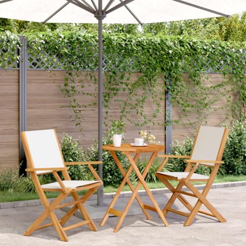 Qnhdfrt Bistro Set aus Akazienholz Cremeweiß 3-TLG Klapptisch mit 2 Stühlen für Garten Balkon Terrasse 60 cm Tisch und 44 cm Sitzhöhe Qnhdfrt Bistro Set aus Akazienholz Cremeweiß 3-TLG Klapptisch mit 2 Stühlen für Garten Balkon Terrasse 60 cm Tisch und 44 cm Sitzhöhe von Qnhdfrt