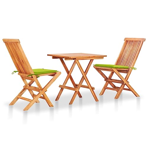 Qnhdfrt Bistro Set aus Teakholz 3 teilig mit Klappfunktion und Kissen 60 x 60 cm Tischmaße für Garten Balkon Terrasse Qnhdfrt Bistro Set aus Teakholz 3 teilig mit Klappfunktion und Kissen 60 x 60 cm Tischmaße für Garten Balkon Terrasse von Qnhdfrt