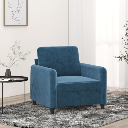 Qnhdfrt Blauer Samt Sessel 60 cm Sitzbreite, Moderner Relaxsessel mit Robustem Metallgestell und Weichem Polyesterbezug für Bequemes Sitzen im Wohnzimmer, auf dem Balkon oder im Essbereich von Qnhdfrt
