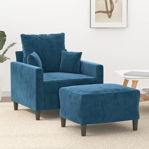 Qnhdfrt Blauer Samt Sessel mit Hocker 60 cm Bequemer Relaxsessel für Wohnzimmer Balkon Modernes Design Robust Qnhdfrt Blauer Samt Sessel mit Hocker 60 cm Bequemer Relaxsessel für Wohnzimmer Balkon Modernes Design Robust von Qnhdfrt