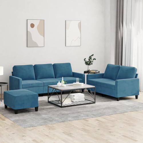 Qnhdfrt Blauer Samt Sofagarnitur Set mit 2-Sitzer Sofa 3-Sitzer Sofa und Fußhocker – Modernes Design Robust und Bequem für Wohnzimmer Loungebereich Qnhdfrt Blauer Samt Sofagarnitur Set mit 2-Sitzer Sofa 3-Sitzer Sofa und Fußhocker – Modernes Design Robust und Bequem für Wohnzimmer Loungebereich von Qnhdfrt